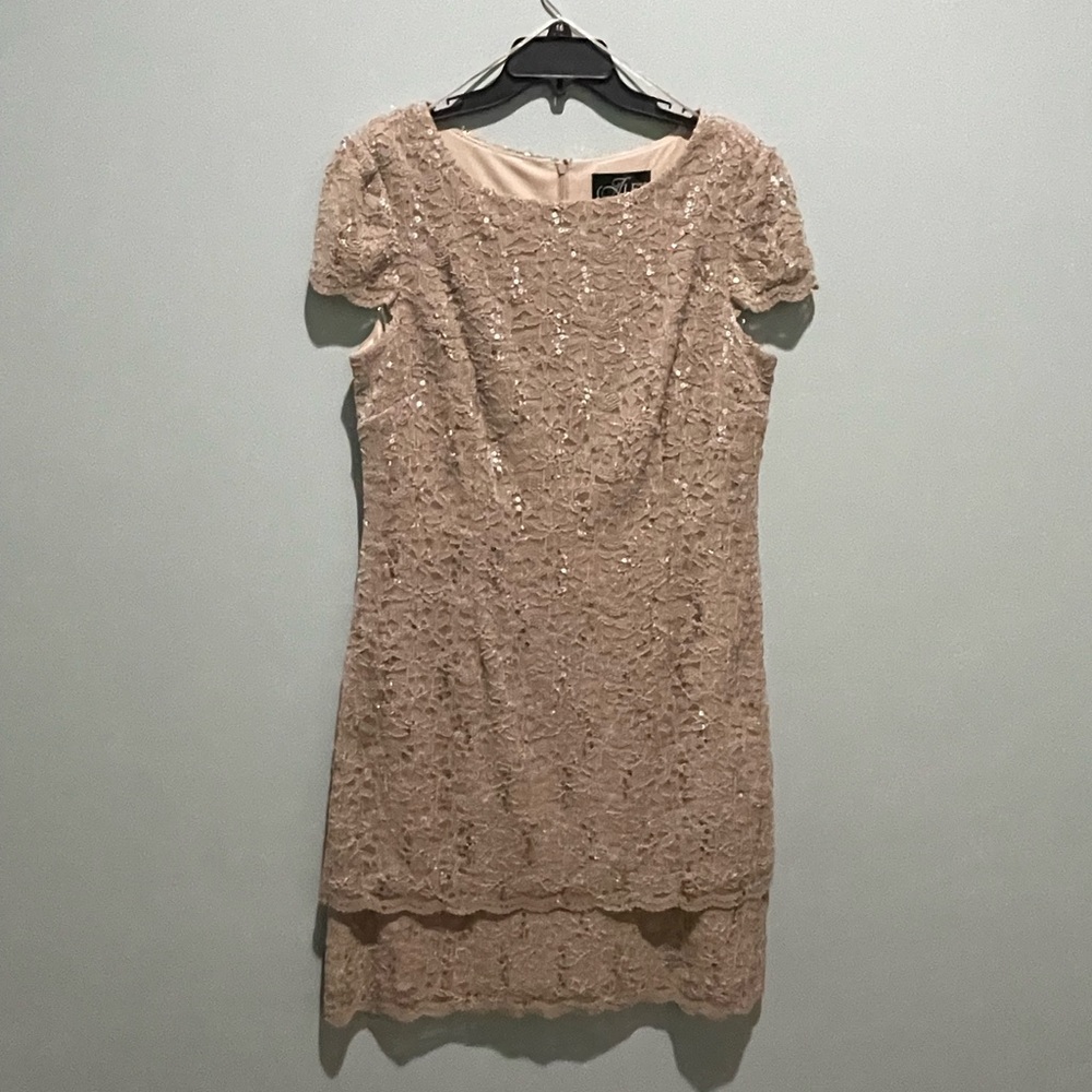 Alex Evenings Dress Nude Sz 16 NEW